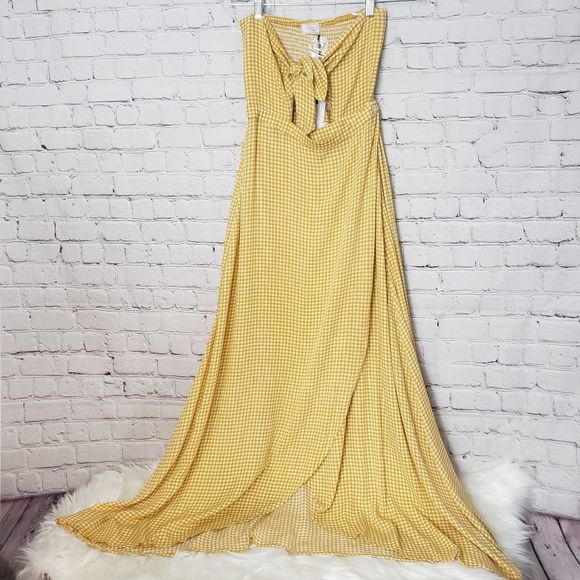 🆕️Sage The Label Yellow Gingham Strapless Cut Out Dress - Picture 6 of 7